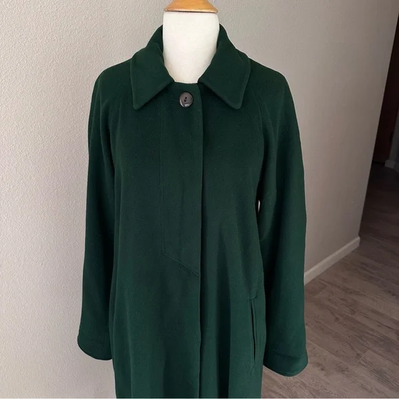 Casual Corner 100% Wool Dark Green Trench Over Coat - Picture 4 of 13